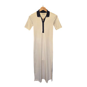AYR Midi Dress Womens Size XS Seashell/Blue The Scout Collared Nautical Preppy